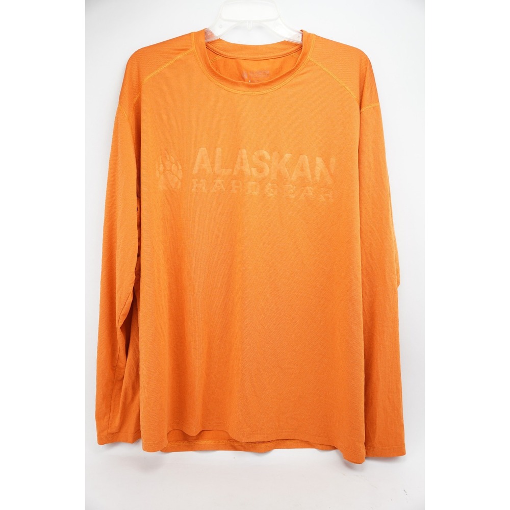 Alaskan HardGear Standard Fit Mens Green Long Sleeve T Shirt Size XL Logo Orange
